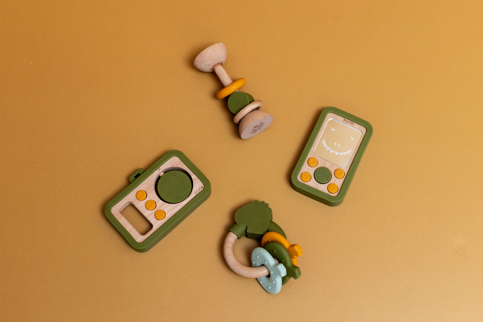 Appareil photo bébé en silicone et bois